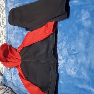 Red and black toddler boys sweat suit set